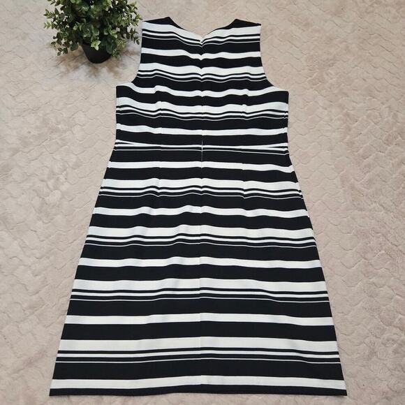 Ann Taylor Factory Petite Black & White Striped Sleeveless Dress, Size 12P - Picture 6 of 8